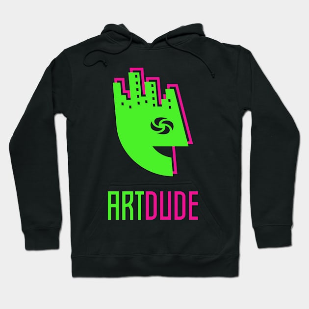 YourArtDude Logo In Lime And Magenta Hoodie by yourartdude